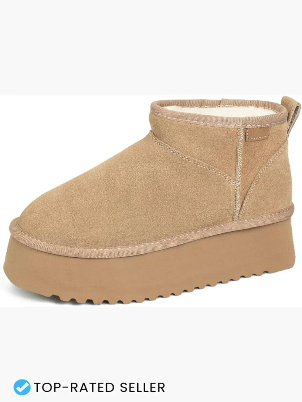 Platform Ankle Snow Boots Women Genuine Suede Winter Anti-Slip Pull-On Short